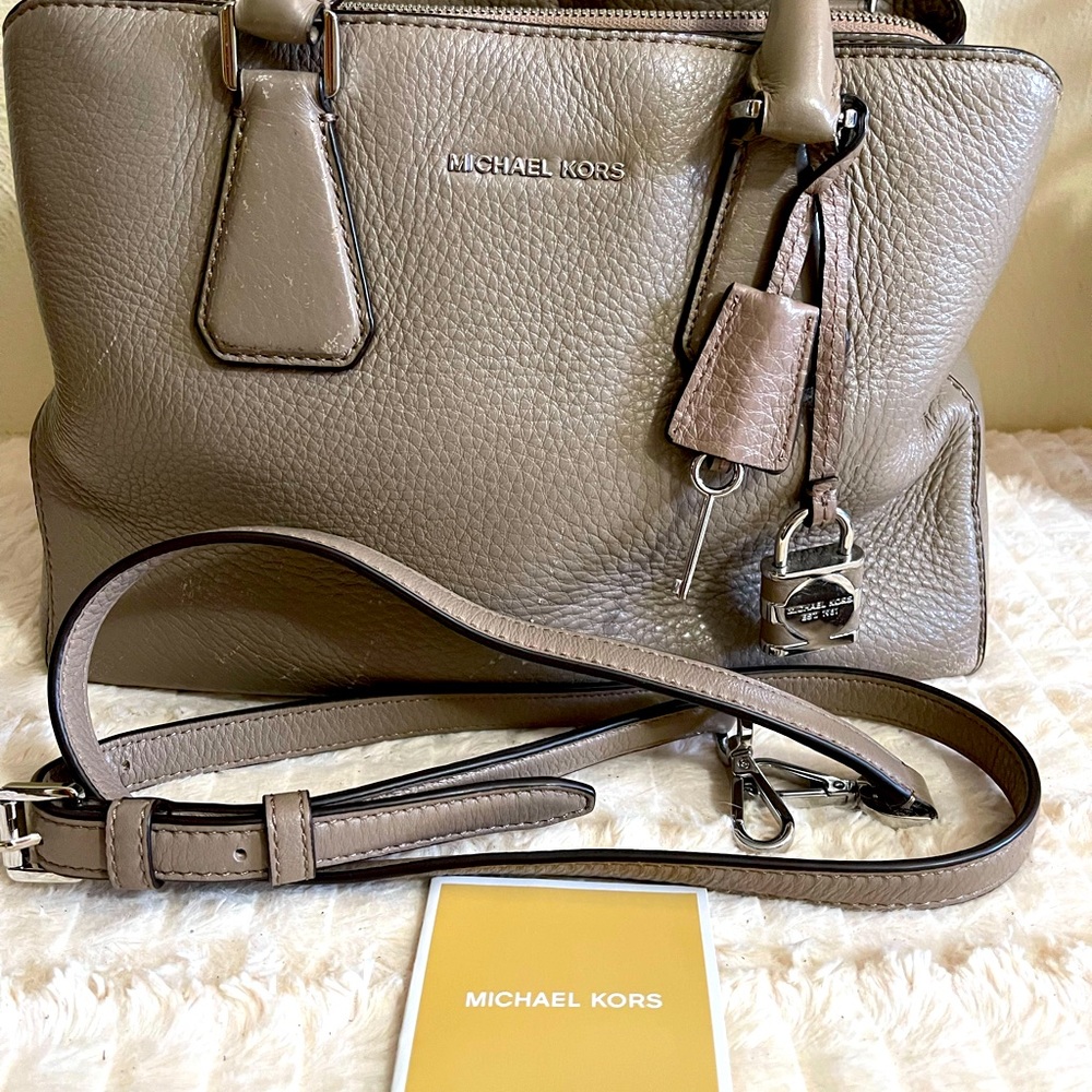 Michael Kors crossbody taupe leather handbag